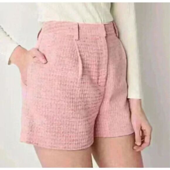 Ryegrass Textured Zephyr Pink Tweed High Rise Shorts Women's 16 pinup style - Picture 1 of 9